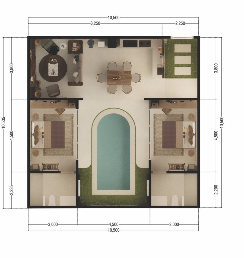 Modern Mediterranean-Style 2-Bedroom Villa with Pool in Seminyak — photo 6